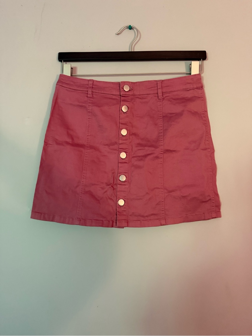 Forever 21 Rose Pink Button-Front Mini Skirt
